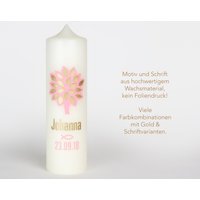 Taufkerze Lebensbaum | 08, Mit Goldenem Wachsdekor Inklusive Taufspruch, Farbe Und Schrift Individualisierbar, Hochwertige Wachsschrift von CanbellaKerzen