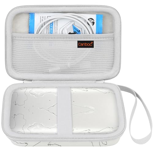 Canboc Hartschalenkoffer für HP Kettenrad Select Portable 2.3x3.4 Instant Photo Printer (Eclipse), Mesh Bag fit Zink Fotopapier, weiß von Canboc