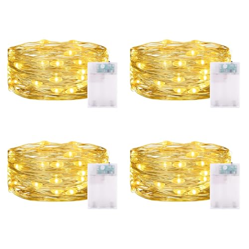 CandLuc Lichterketten Batterie Timer, 3 meter 30 LED Lichterketten Innen Warmweiß Kupferdraht IP65 Wasserdichte Mini Lichterketten für Weihnachten Halloween Zimmer Garten KrüGe Deko DIY von CandLuc