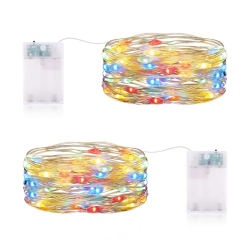 CandLuc Lichterkette Bunt Batterie, 3 meter 30 LED Lichterkette mit Timer, Mini Lichterketten Innen IP65 Wasserdichte für Weihnachten Halloween Zimmer Garten KrüGe Hochzeit Dekoration von CandLuc