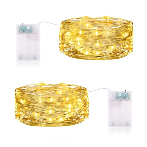 CandLuc Lichterketten Batterie, 3 meter 30 LED Lichterkette mit Timer, Mini Lichterkette mit Batterie Warmweiß IP65 Wasserdichte für Weihnachten Halloween Zimmer Garten KrüGe Hochzeit Dekoration von CandLuc