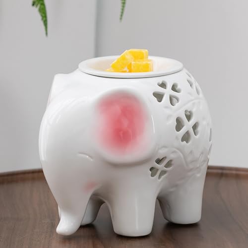 Candeldo Elektrische Duftlampe Elefanten Geschenk: Keramik Duftlampen Elektrisch für Wachs Wohnzimmer Deko Elefant Geschenke Frauen Wachslampe Geschenk Mama Dekofiguren Muttertagsgeschenk von Candeldo
