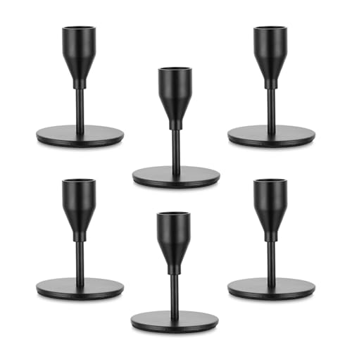 Kerzenständer Schwarz Kerzenhalter Metall Kerzenleuchter: Candeldo 6er Set Kerzenhalter Klein für Stabkerzen Modern Tisch Deko Stabkerzenhalter Tischdeko Wohnzimmer von Candeldo