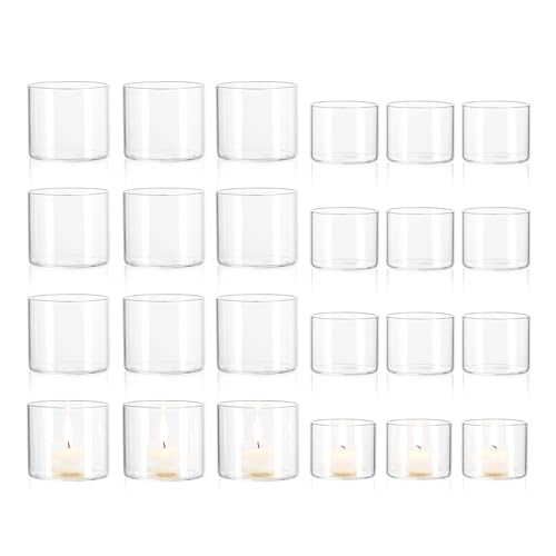 Teelichthalter Teelicht Glas Teelichtgläser Kerzengläser: Candeldo 24 Stück Windlicht Klein Teelichter Deko für Weihnachten Hochzeit Adventskranz von Candeldo