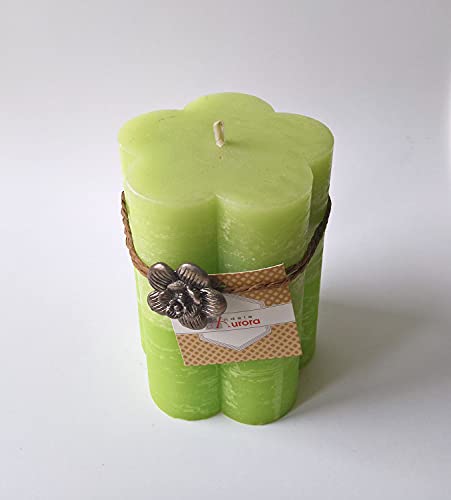 Kerzen von Aurora Janet Kerze in Form von Blume, Wachs, Grün, 7.5 x 7.5 x 10.2 cm von Candele D'Aurora