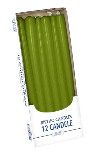 Konische Kerzen, Olivgrün, Durchmesser 2.2 cm, Höhe 30 cm, 12 Stück Konische Kerzen, Olivgrün, Durchmesser 2.2 cm, Höhe 30 cm, 12 Stück von Candele Semplici