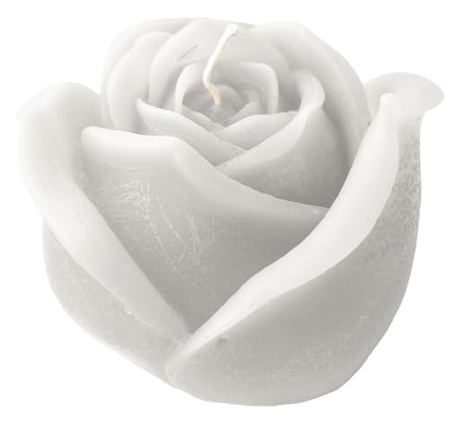 Cereria Di Giorgio handgefertigte Kerzen – Rosenknospen – Farbe Weiß – nicht parfümiert – 8 x 8 cm – mit Geschenkbeutel von Candele di Giorgio
