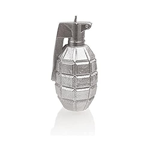 Candellana Handmade Grenade Kerze Geschenk- Lustig - Dekorative Kerze - Home Décor - Geschenke für Freunde - Baumwolle Docht - Brenndauer 12h - Silver Kerze von Candellana