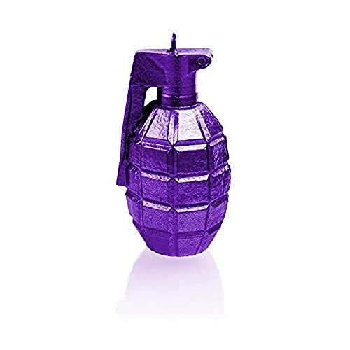 Candellana Handmade Grenade Kerze Geschenk- Lustig - Dekorative Kerze - Home Décor - Geschenke für Freunde - Baumwolle Docht - Brenndauer 12h - Violet Metallic Kerze von Candellana