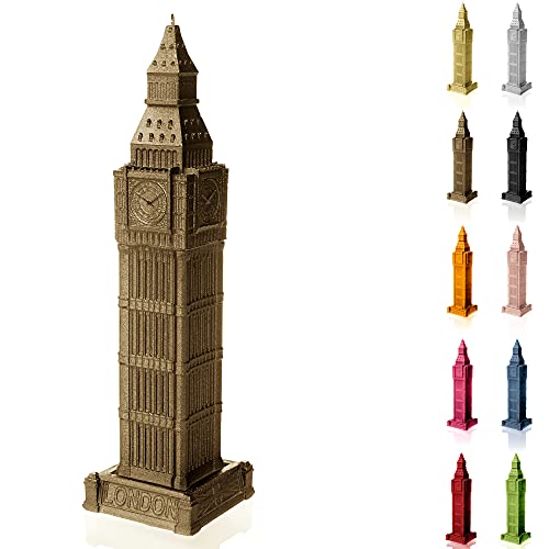 Candellana Handmade Big Ben Kerze Geschenk- Lustig - Dekorative Kerze - Home Décor - Geschenke für Freunde - Baumwolle Docht - Brenndauer 70h - Brass Kerze von Candellana