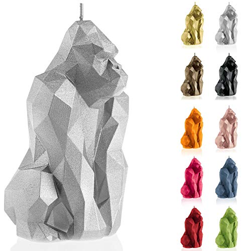 Candellana Handmade Gorilla Low-Poly Kerze Geschenk- Lustig - Dekorative Kerze - Home Décor - Geschenke für Freunde - Baumwolle Docht - Brenndauer 79h - Silver Kerze von Candellana