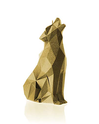 Candellana Handmade Wolf Low-Poly Kerze Geschenk- Lustig - Dekorative Kerze - Home Décor - Geschenke für Freunde - Baumwolle Docht - Brenndauer 35h - Classic Gold Kerze von Candellana