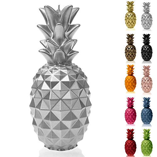 Candellana Ananas Paraffinkerze 100x100x210 mm - Silber Kerze Dekorativ - Kerzen Aesthetic 3D - Candles Aesthetic - Dekorative Kerzen Geschenk - Aesthetic Candle - Dekokerze - Candle Decoration von Candellana