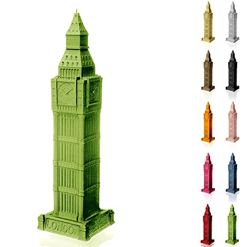 Candellana Handmade Big Ben Kerze Geschenk- Lustig - Dekorative Kerze - Home Décor - Geschenke für Freunde - Baumwolle Docht - Brenndauer 70h - Lime Kerze von Candellana