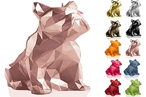 Candellana Handmade Bulldog Low-Poly Kerze Geschenk- Lustig - Dekorative Kerze - Home Décor - Geschenke für Freunde - Baumwolle Docht - Brenndauer 24h - Rose Gold Kerze von Candellana