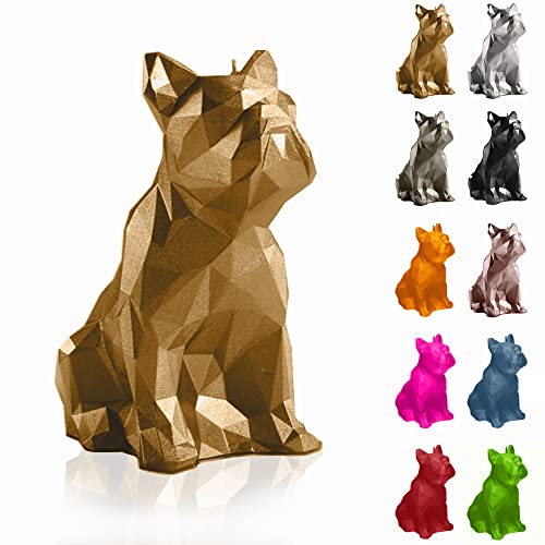 Candellana Handmade Bulldog Low-Poly Kerze Geschenk- Lustig - Dekorative Kerze - Home Décor - Geschenke für Freunde - Baumwolle Docht - Brenndauer 24h - Klassisches Gold Kerze von Candellana