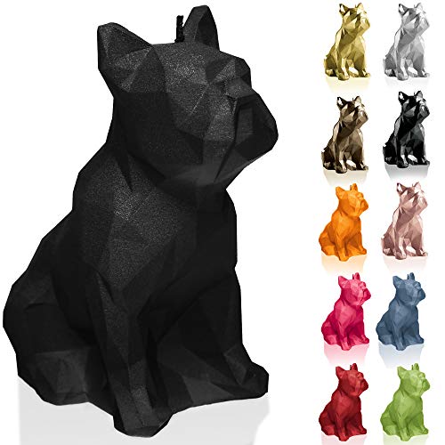 Candellana Handmade Bulldog Low-Poly Kerze Geschenk- Lustig - Dekorative Kerze - Home Décor - Geschenke für Freunde - Baumwolle Docht - Brenndauer 24h - Schwarz Kerze von Candellana