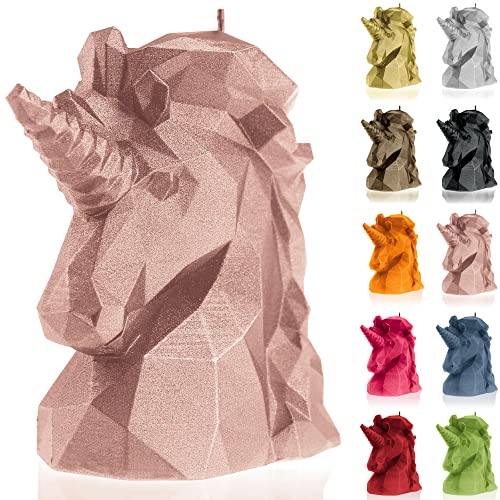 Candellana Handmade Unicorn Low-Poly Kerze Geschenk- Lustig - Dekorative Kerze - Home Décor - Geschenke für Freunde - Baumwolle Docht - Brenndauer 74h - Rose Gold Kerze von Candellana