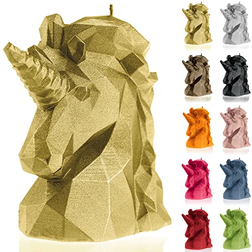 Candellana Handmade Unicorn Low-Poly Kerze Geschenk- Lustig - Dekorative Kerze - Home Décor - Geschenke für Freunde - Baumwolle Docht - Brenndauer 74h - Classic Gold Kerze von Candellana