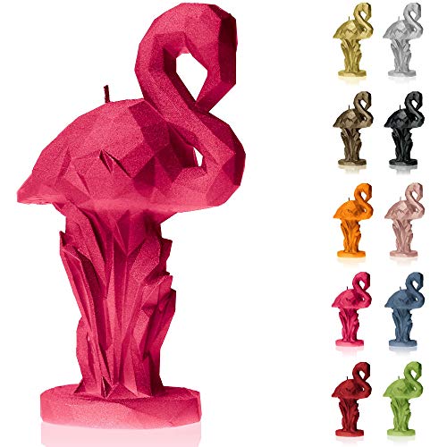 Candellana Handmade Flamingo Low-Poly Kerze Geschenk- Lustig - Dekorative Kerze - Home Décor - Geschenke für Freunde - Baumwolle Docht - Brenndauer 24h - Dark Pink Kerze von Candellana