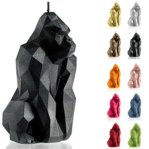 Candellana Handmade Gorilla Low-Poly Kerze Geschenk- Lustig - Dekorative Kerze - Home Décor - Geschenke für Freunde - Baumwolle Docht - Brenndauer 79h - Black Metallic Kerze von Candellana