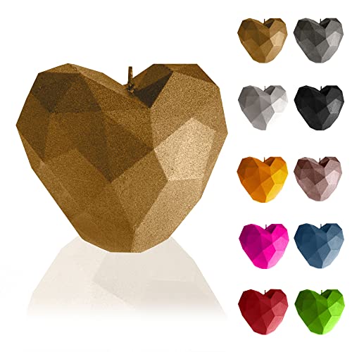 Candellana Kerze Herz Low Poly | Höhe: 8 cm | Klassisches Gold | Handgefertigt in der EU, 7,8 x 8 x 9 cm, 5903104880545 von Candellana