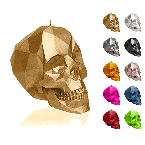 Candellana Kerze Kleiner Schädel Low Poly | Höhe: 7,5 cm | Klassisches Gold | Totenkopf | Handgefertigt in der EU, 5903104883362, Classic Gold, 7,5 x 10 x 6,5 cm von Candellana