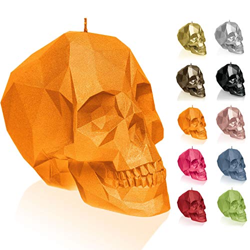 Candellana Kerze Kleiner Schädel Low Poly | Höhe: 7,5 cm | Orange | Totenkopf | Handgemacht in der EU von Candellana