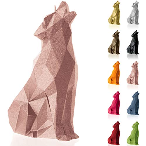 Candellana Handmade Wolf Low-Poly Kerze Geschenk- Lustig - Dekorative Kerze - Home Décor - Geschenke für Freunde - Baumwolle Docht - Brenndauer 35h - Rose Gold Kerze von Candellana