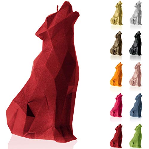 Candellana Handmade Wolf Low-Poly Kerze Geschenk- Lustig - Dekorative Kerze - Home Décor - Geschenke für Freunde - Baumwolle Docht - Brenndauer 35h - Red Kerze von Candellana