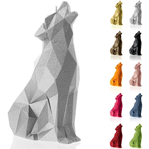 Candellana Handmade Wolf Low-Poly Kerze Geschenk- Lustig - Dekorative Kerze - Home Décor - Geschenke für Freunde - Baumwolle Docht - Brenndauer 35h - Silver Kerze von Candellana