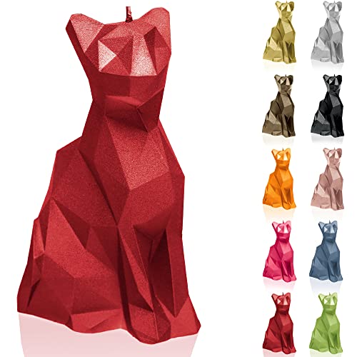 Candellana Handmade Cat Low-Poly Kerze Geschenk- Lustig - Dekorative Kerze - Home Décor - Geschenke für Freunde - Baumwolle Docht - Brenndauer 35h - Red Kerze von Candellana