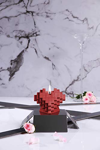 Candellana Pixel Heart Kerze, Palmöl-Wachs, rot von Candellana