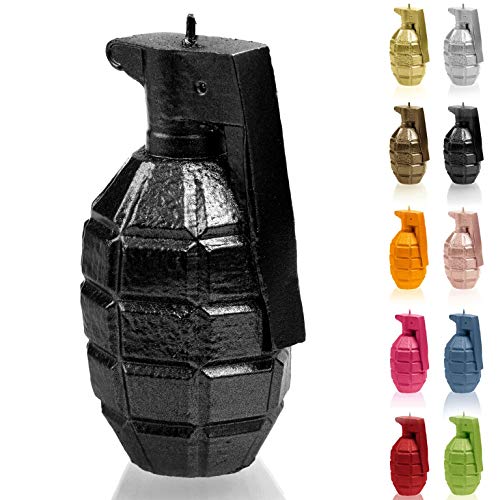 Groß Grenade Kerze | Höhe: 14,3 cm | Schwarz Metallisch | Handgefertigt in der EU von Candellana