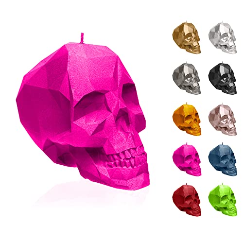 Kerze Kleiner Schädel Low Poly | Höhe: 12 cm | Dunkelrosa | Totenkopf | Handgefertigt in der EU von Candellana