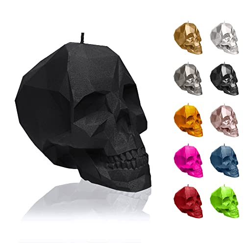 Candellana Kerze Kleiner Schädel Low Poly | Höhe: 12 cm | Schwarz | Totenkopf | Handgefertigt in der EU von Candellana