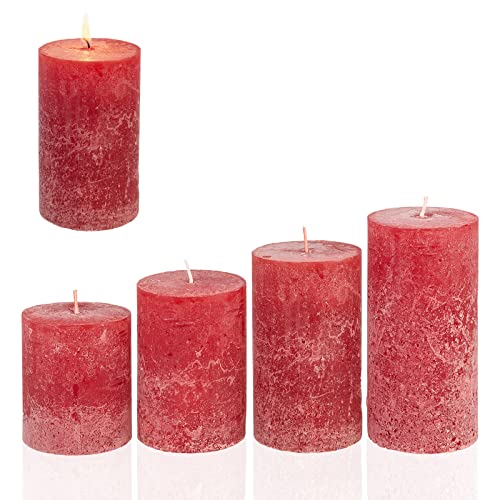 Candelo 4er Set Rustik Kerzen Ambiente Weihnachten - Adventskranz Kerze Rustic - Rot/Red - 8/10/12/14cm - rote Stumpenkerze Advent Weihnachtskerze Ohne Duft Candelo 4er Set Rustik Kerzen Ambiente Weihnachten - Adventskranz Kerze Rustic - Rot/Red - 8/10/12/14cm - rote Stumpenkerze Advent Weihnachtskerze Ohne Duft von Candelo