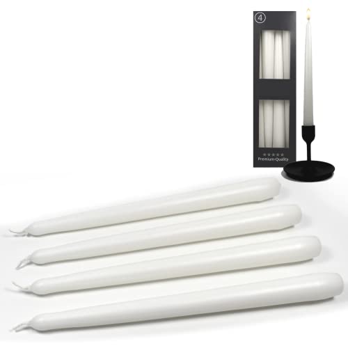 Candelo 4er Set Spitzkerzen - Kerze Weiß - 24,5cm 7 Std Brenndauer - Tafelkerzen für Kerzenständer und Kronleuchter - Leuchterkerzen Stabkerzen von Candelo