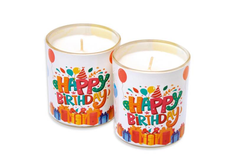 Candelo Geburtstagskerze 2er Set hochwertige Geburtstagskerzen – Happy Birthday Kerze – 8 x 7cm (2-tlg) von Candelo