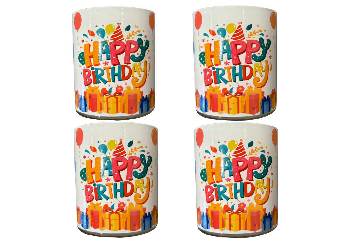 Candelo Outdoorkerze 4er Set Geburtstagskerzen im Glas Ambiente Happy Birthday Kerze 8x7cm von Candelo