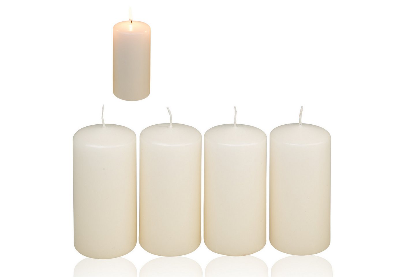 Candelo Stumpenkerze 4er Set Stumpenkerzen - Champagner –4,8cm x 8cm von Candelo