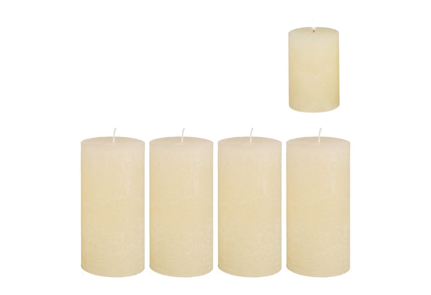 Candelo Stumpenkerze 4er Set Stumpenkerzen - Creme - 12cm - Brenndauer ca. 54 Std von Candelo