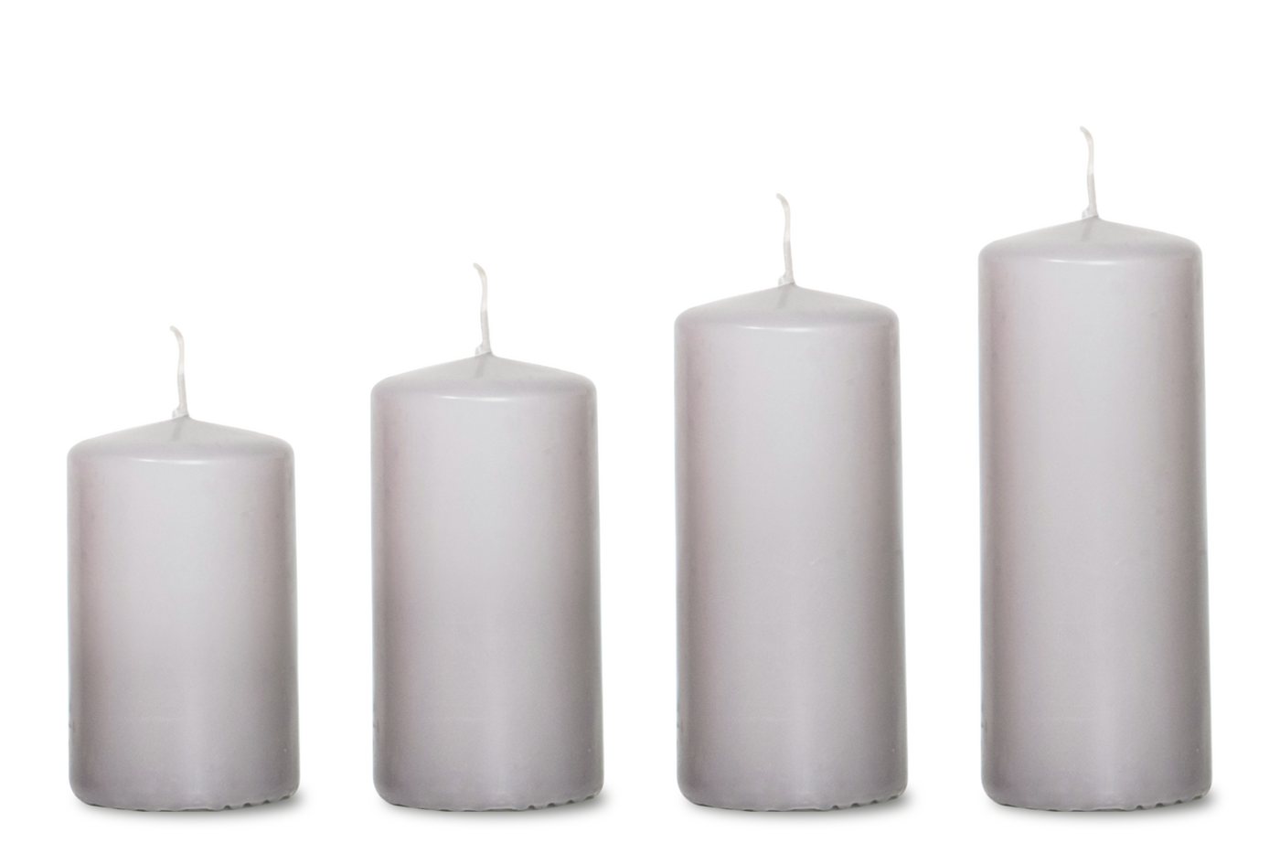 Candelo Stumpenkerze 4er Set Stumpenkerzen - Grau - 7,5/9/10,5/12cm von Candelo