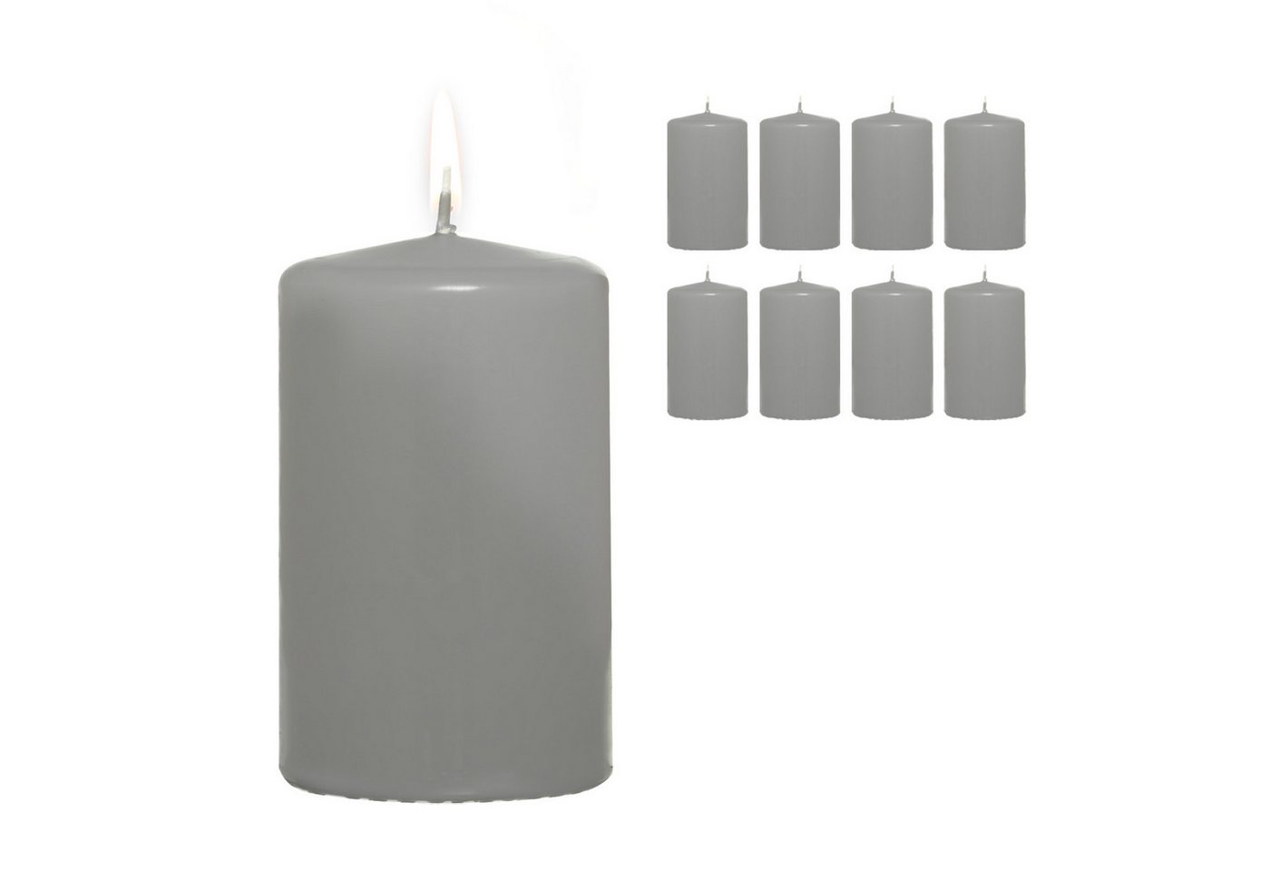 Candelo Stumpenkerze 8er Set Stumpenkerzen - Grau – 4,8cm x 8cm von Candelo
