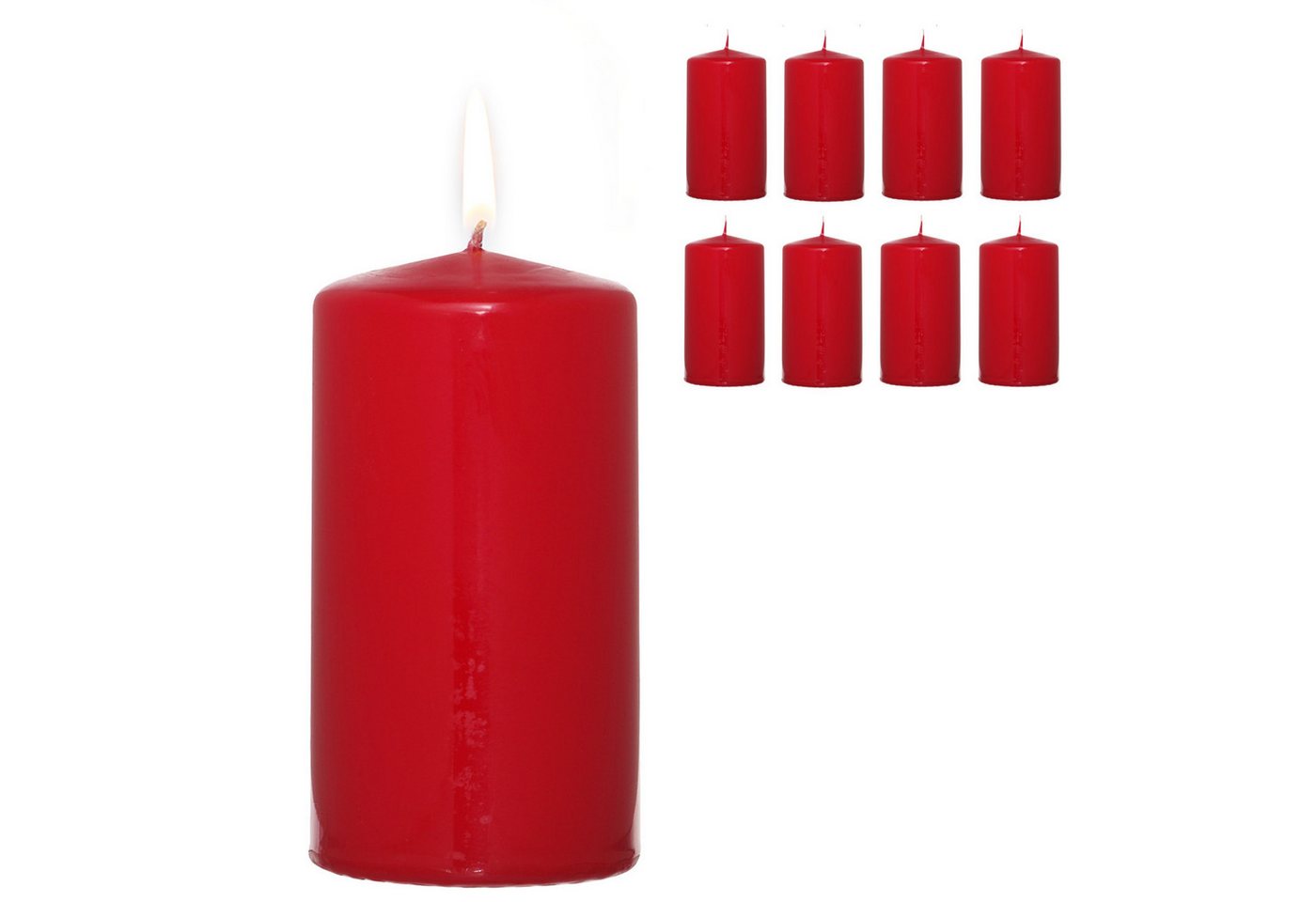 Candelo Stumpenkerze 8er Set Stumpenkerzen - Rot – 5,8cm x 12cm - Advent Weihnachtsdeko von Candelo