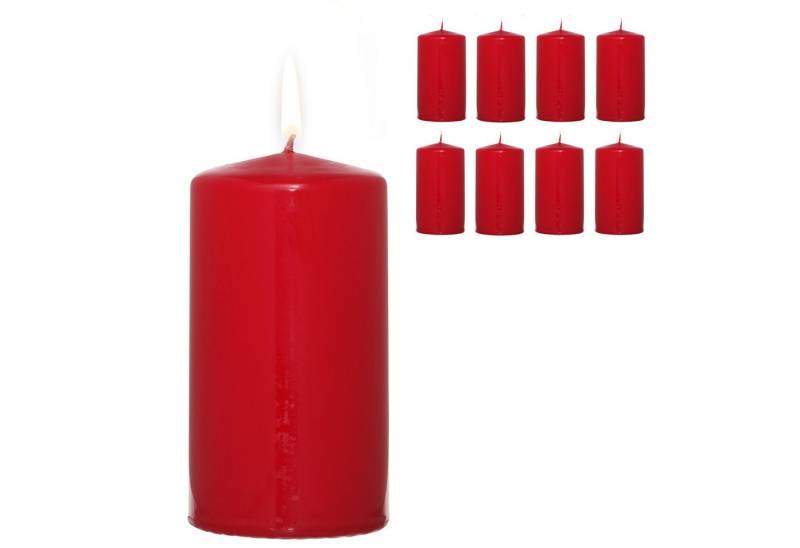 Candelo Stumpenkerze 8er Set Stumpenkerzen - Rot – 5,8cm x 12cm - Advent Weihnachtsdeko von Candelo