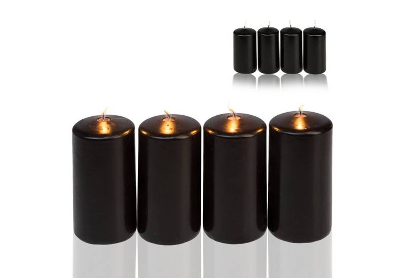Candelo Stumpenkerze 8er Set Stumpenkerzen Weihnachten in Schwarz 4,8x8cm (8-tlg), Geruchlos, 15Std. Brenndauer von Candelo