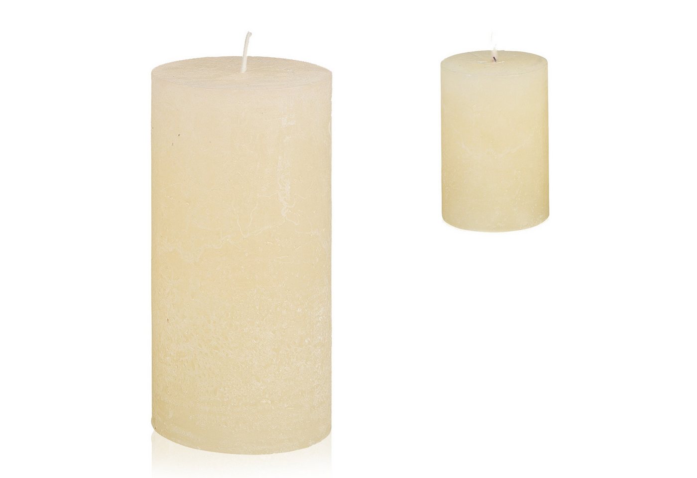 Candelo Stumpenkerze Rustic Stumpenkerze - Creme - 12cm - ca. 54 Std Brenndauer von Candelo