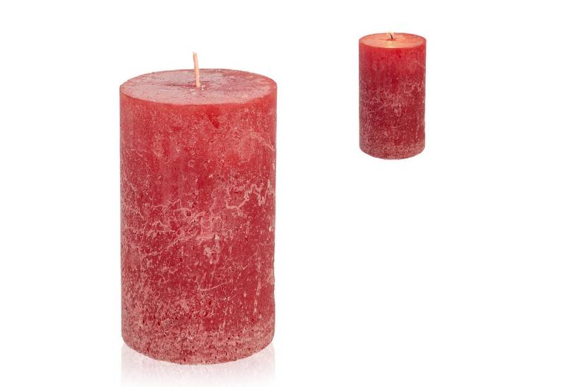 Candelo Stumpenkerze Rustic Stumpenkerze - Rot - 12cm - Brenndauer ca. 54 Std von Candelo