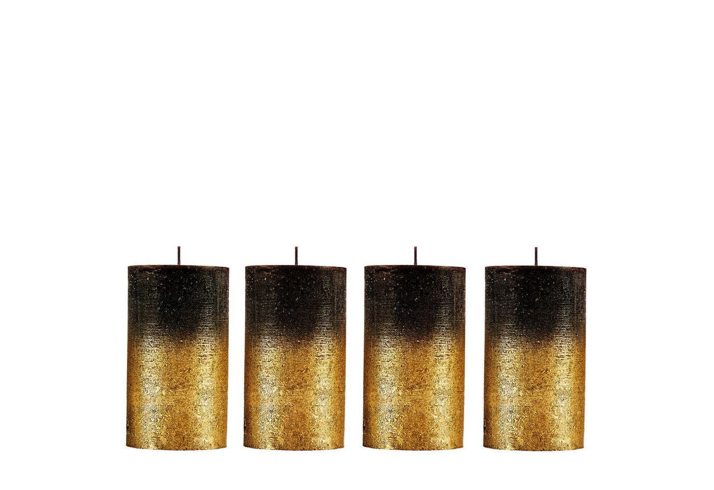 Candelo Stumpenkerze Rustik Stumpenkerzen 4er Set – Schwarz Gold 12cm 54h Adventskerzen Candelo Stumpenkerze Rustik Stumpenkerzen 4er Set – Schwarz Gold 12cm 54h Adventskerzen von Candelo